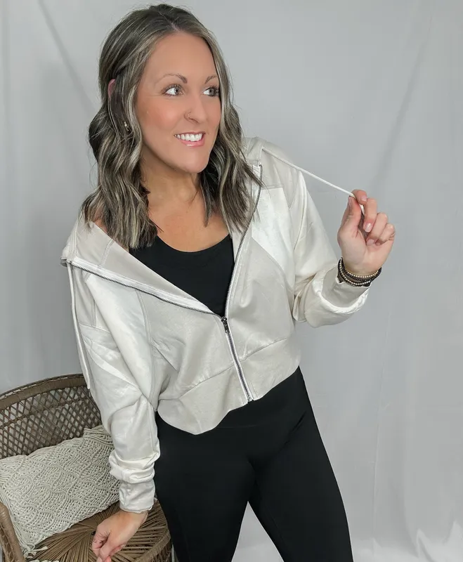 Soft Stone Color Block Denim Jacket