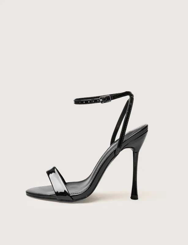 Heels Soho Black Patent Barely There Strappy Stiletto Heels