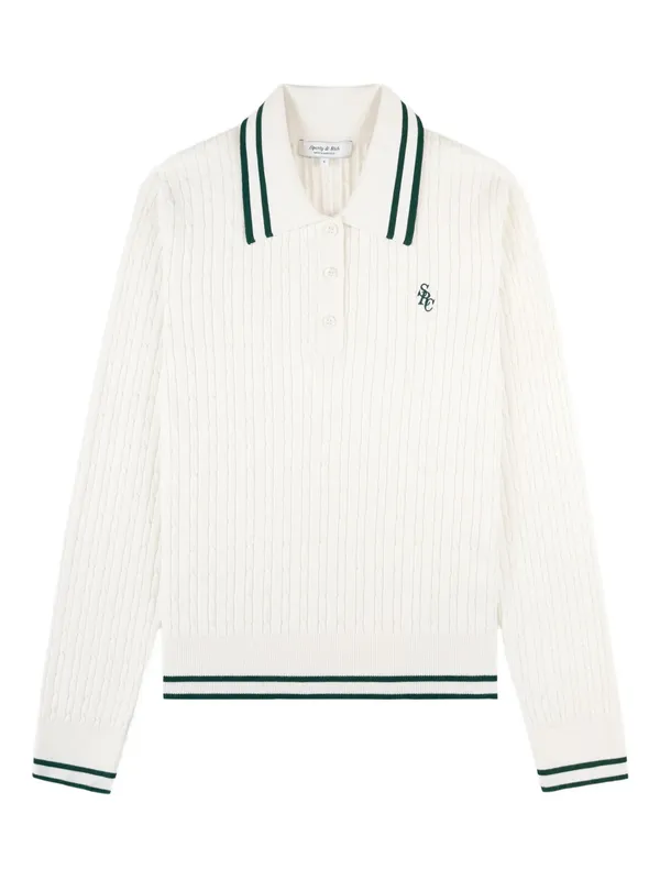 Sporty & Rich Striped Cable-knit Polo Shirt