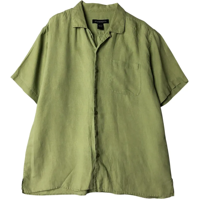 Statements Short Sleeve Open Collar Linen