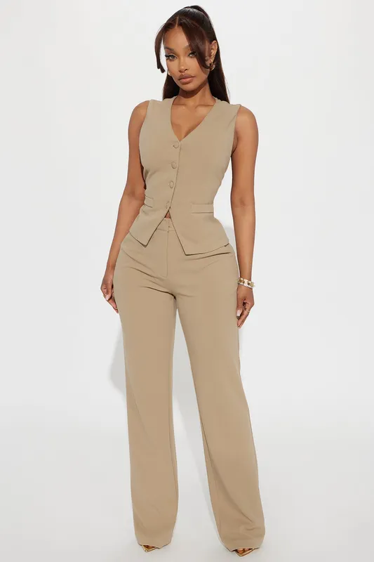 Straight Leg Trousers Taupe