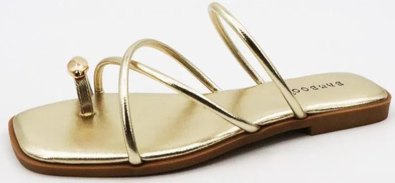 Strappy Toe Detail Gold Sandals