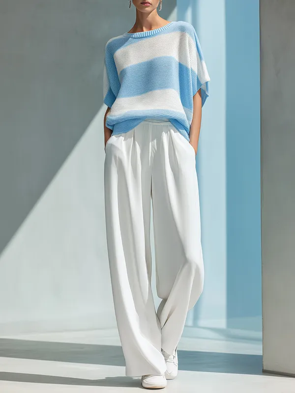 Striped Cotton Knit Sweater