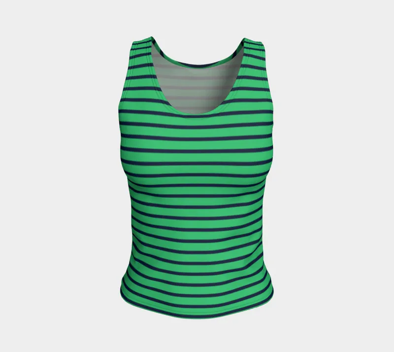 Striped Fitted Tank Top Navy On Green