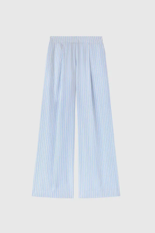 Striped Pure Cotton Poplin Palazzo Trousers