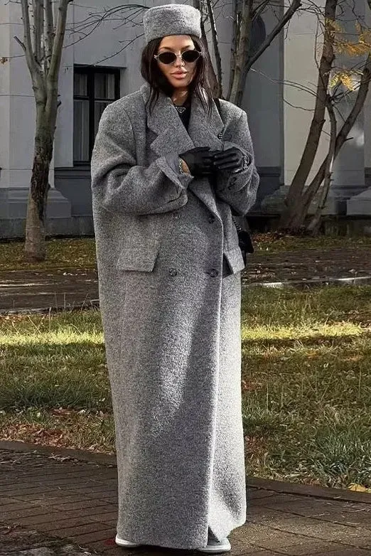 Structured Charcoal Wool Overcoat