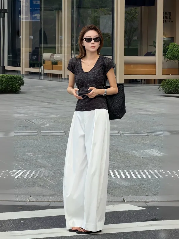 Structured Panel-cut Casual Trousers（z3144）