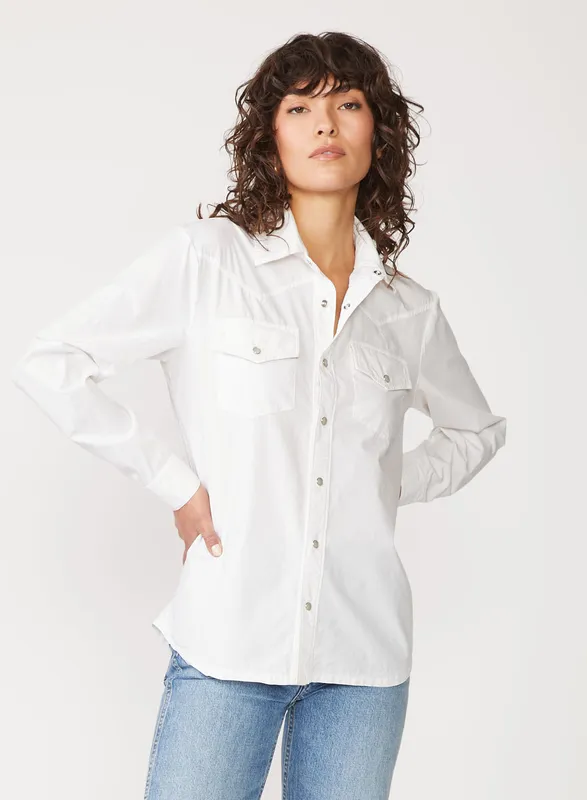 Structured Poplin Western Shirt In White