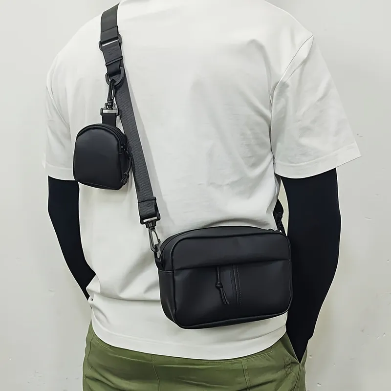Stylish Black Nylon Men' Crossbody Bag