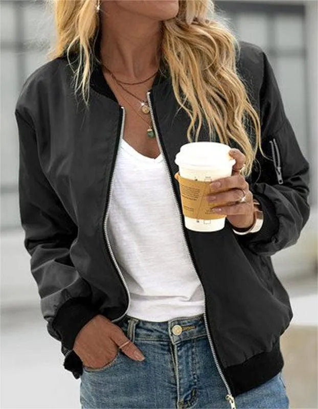 Stylish Solid Bomber Jacket