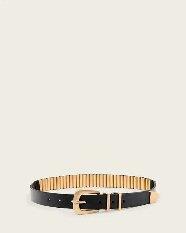 Tess Skinny Leather Belt Black