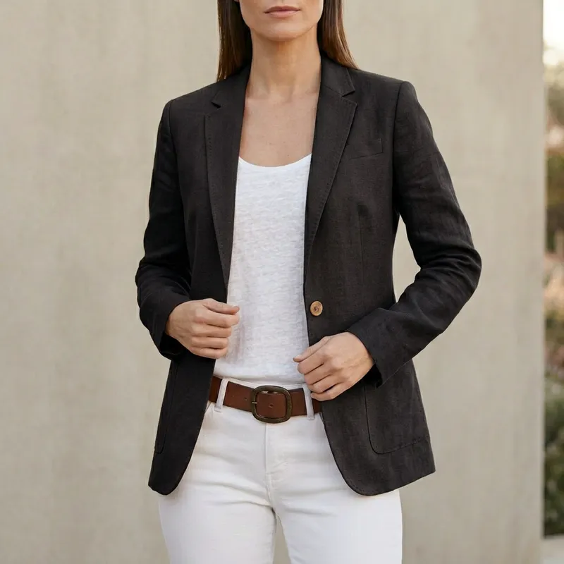 Tailored Single-breasted Blazer With Lapel