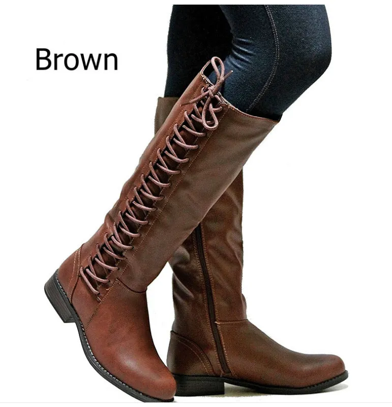 Tan Lace-Up Riding Boots