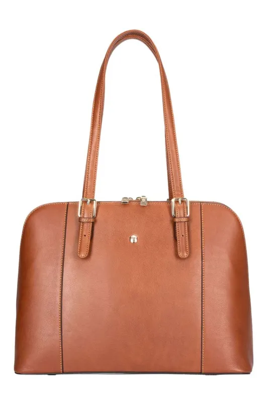 Tan Leather Structured Handbag Bag