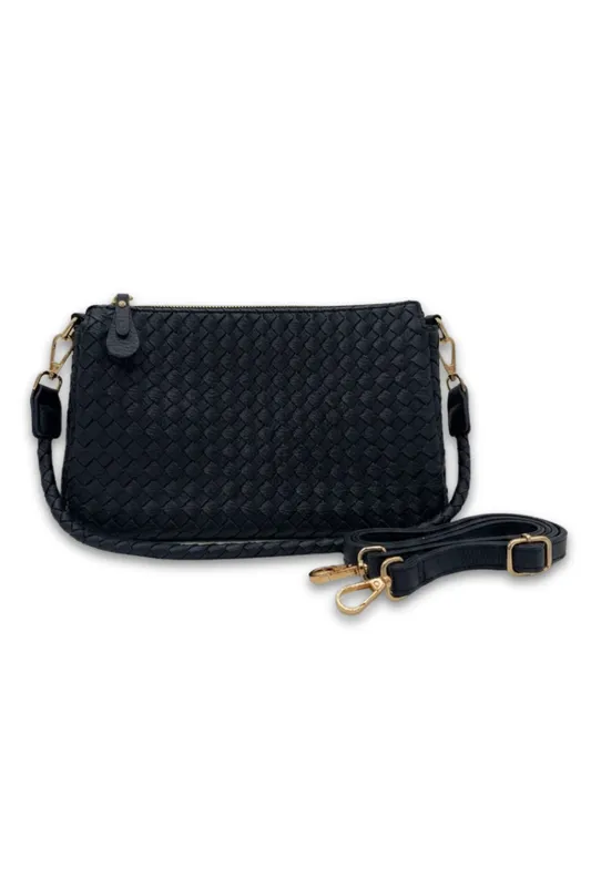 Tan Woven Crossbody Bag