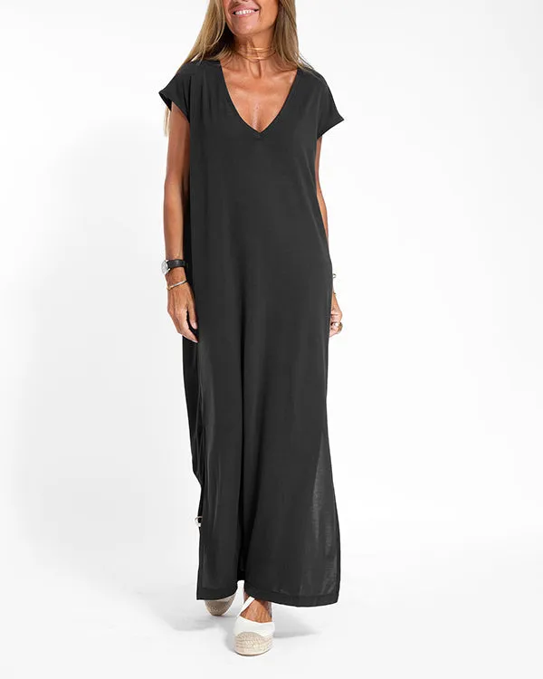 ' Terracotta V-neck Maxi Dress Relaxed
