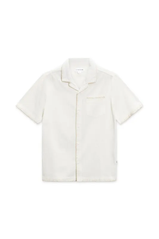 Textured Embroidered Camp Shirt