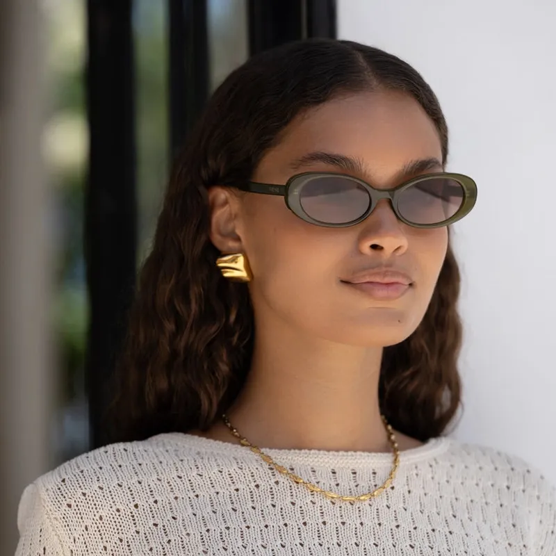 The Mimi Olive Acetate Oval Sunglasses