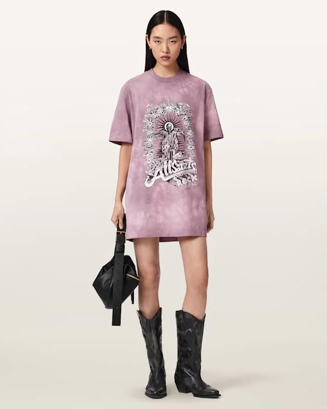 Avalon Tie-Dye Graphic T-Shirt Mini Dress Pink