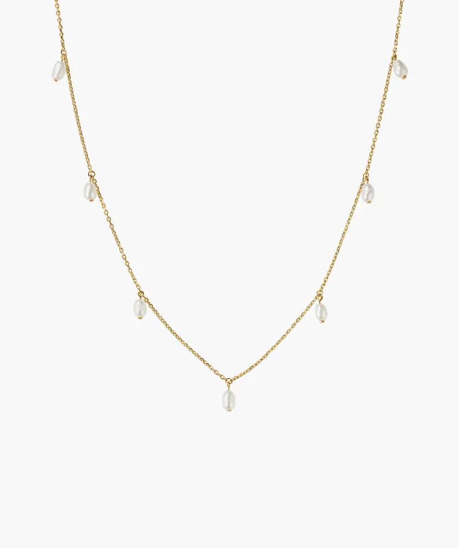 Tiny Pearl Station Necklace