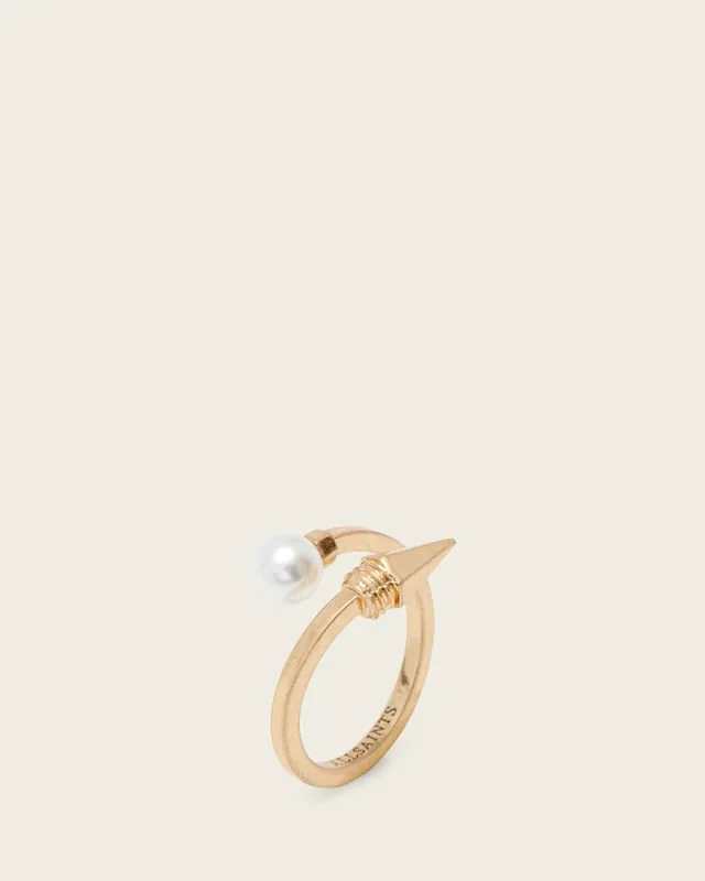 Hazel Pearl Ring WARM BRASS
