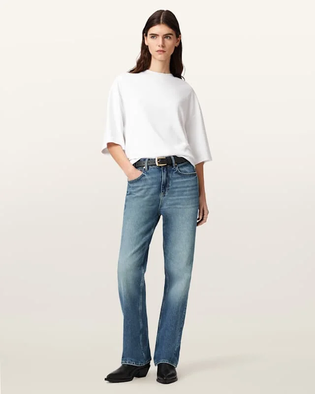 Ida Straight Leg Denim Jeans Mid Indigo