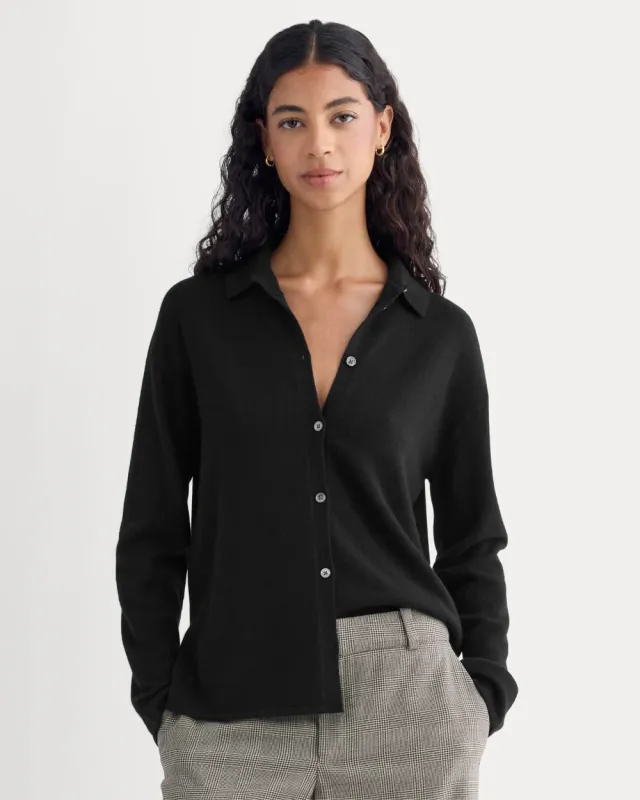 Top Cashmere Button-up Shirt Black