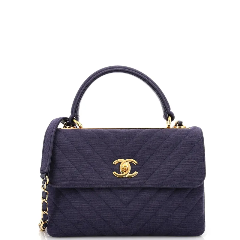 Trendy Cc Top Handle Bag Chevron Jersey Small
