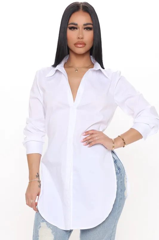 Tres Chic Poplin Shirt White