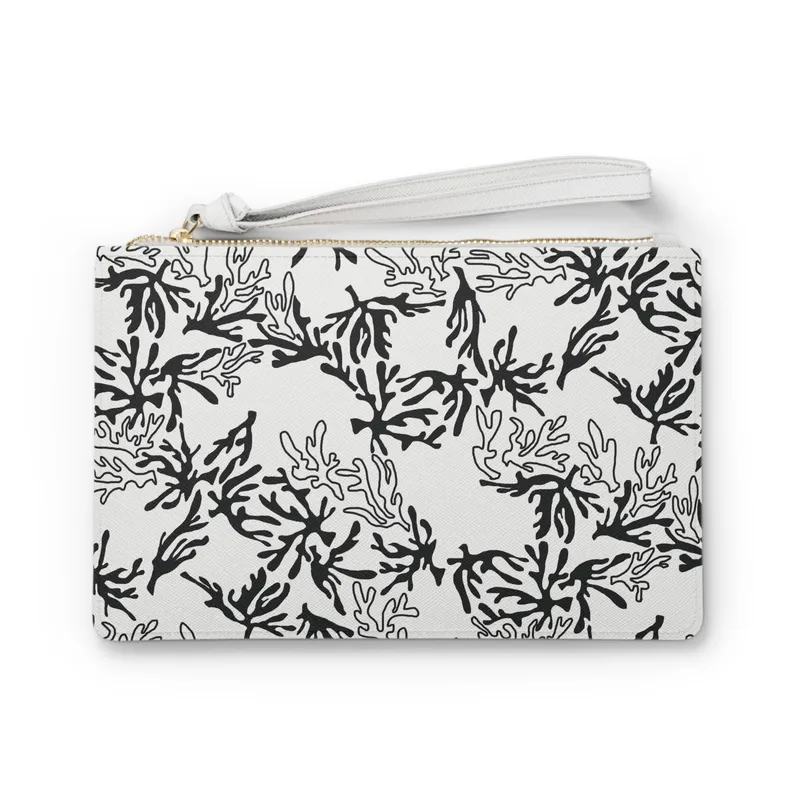 Vegan Clutch Bag Coral Black & White