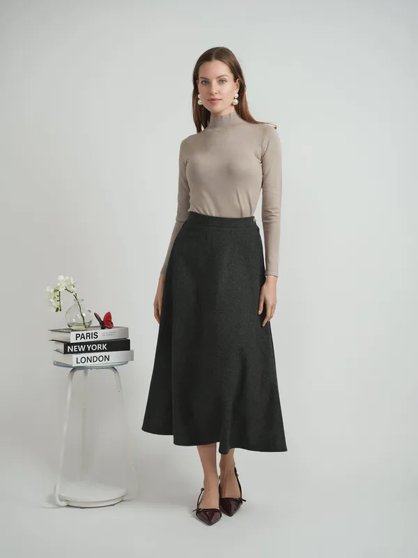 Viva K Charcoal Wool Midi Skirt Wb5cm1700sm