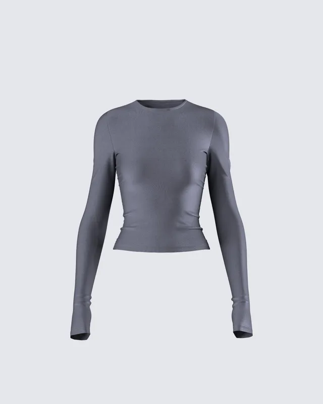 Vivi Grey Jersey Long Sleeve Top