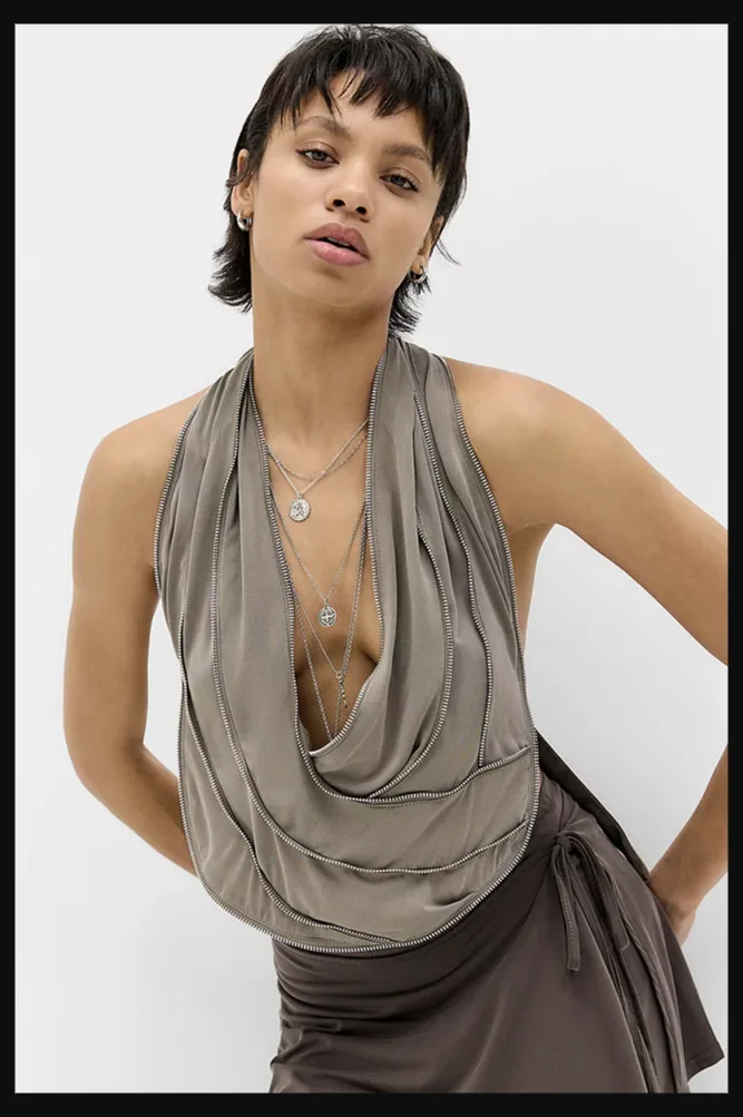 Jaded London Vrax Cowl Zipper Top