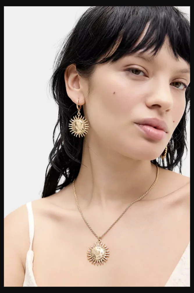 Silence + Noise Hammered Sun Hoop Earrings