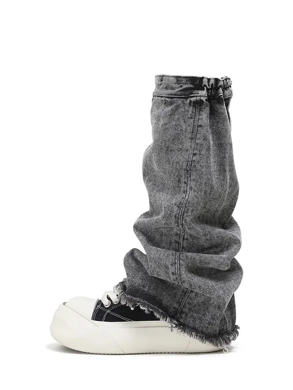 Washed Denim Platform Sneakers