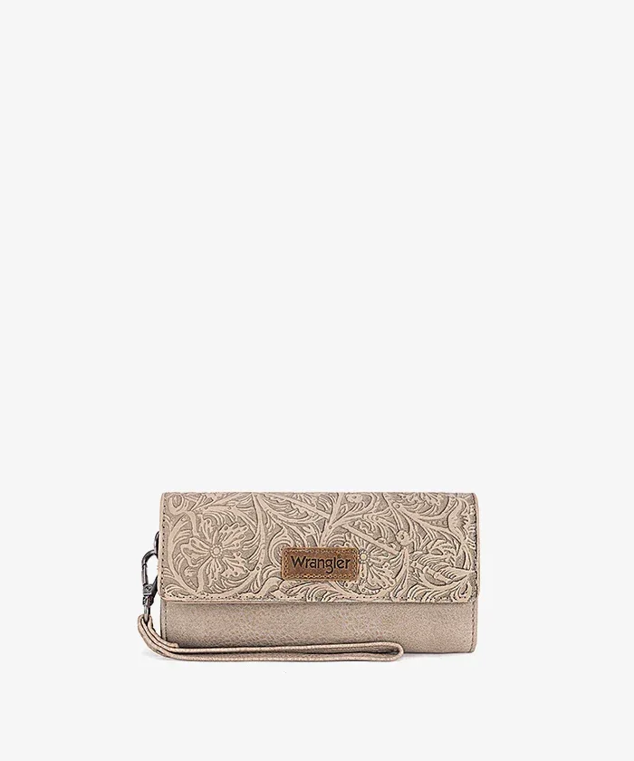 Western Blossom Tooled Wristlet Bag