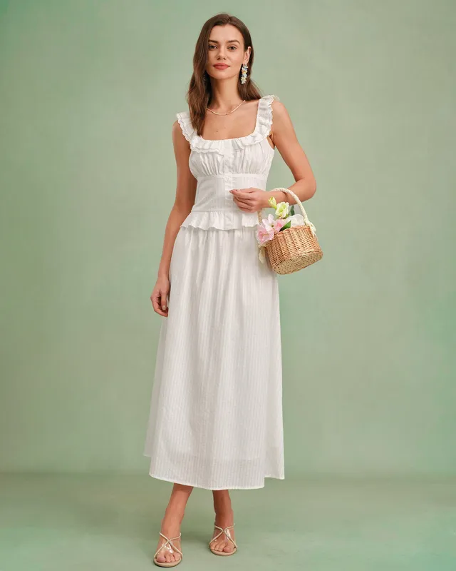 White A-line Midi Skirt