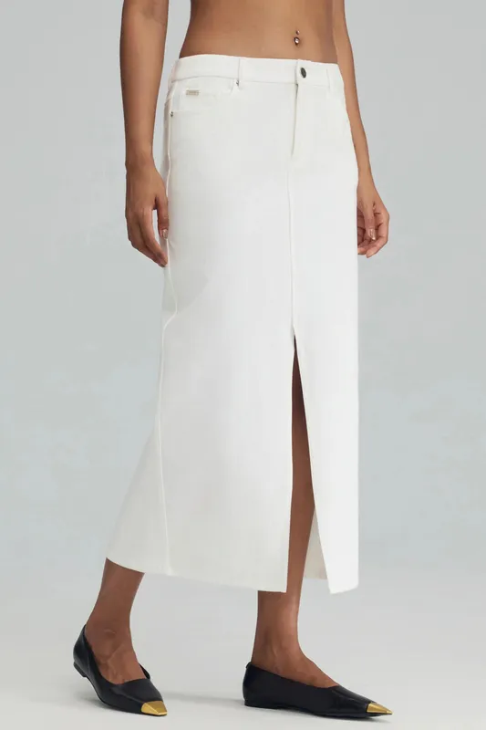 White Denim Maxi Skirt