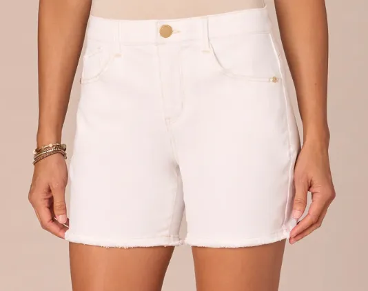 White Denim Short with Clean Hem 5" Inseam