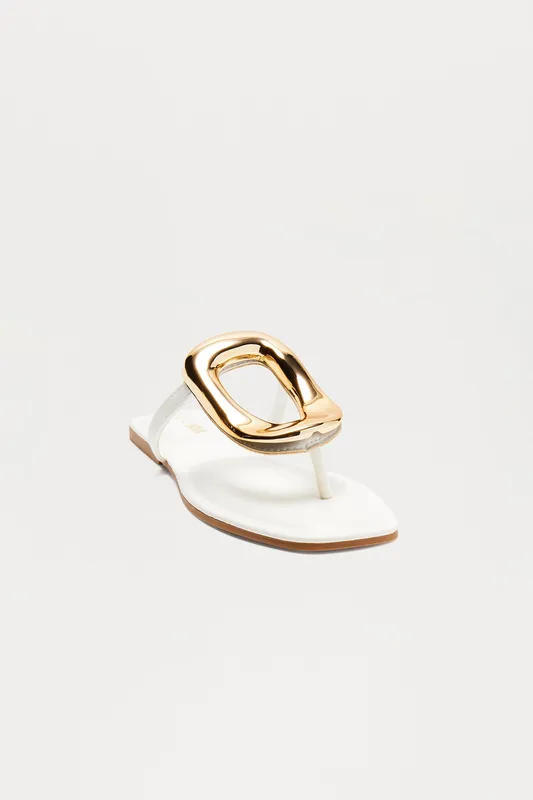 White Flat Sandals