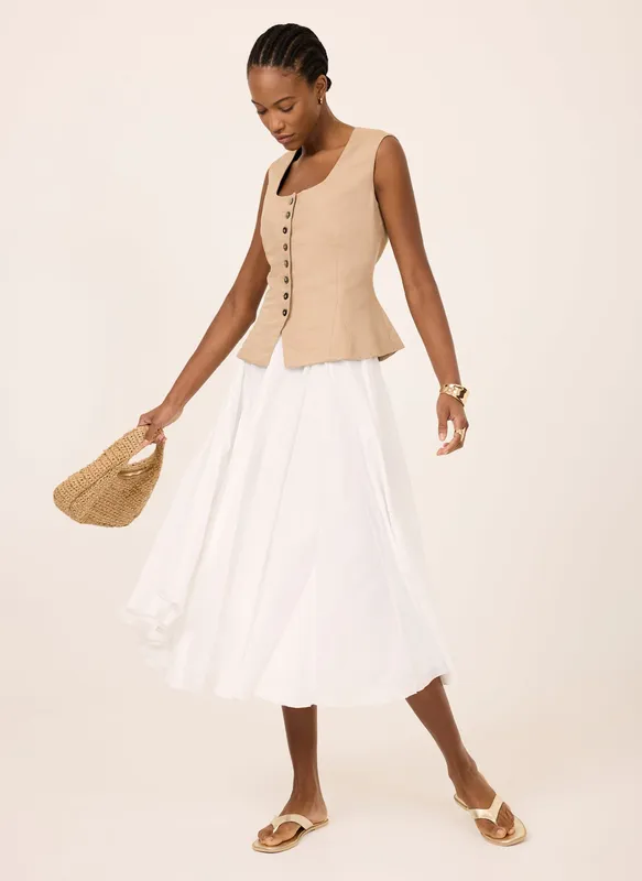 White Full Midi Skirt
