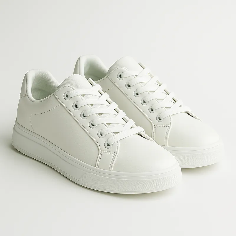 White Leather Low Top Sneakers