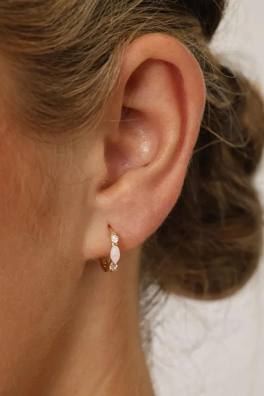 White Opal Gold Hoop