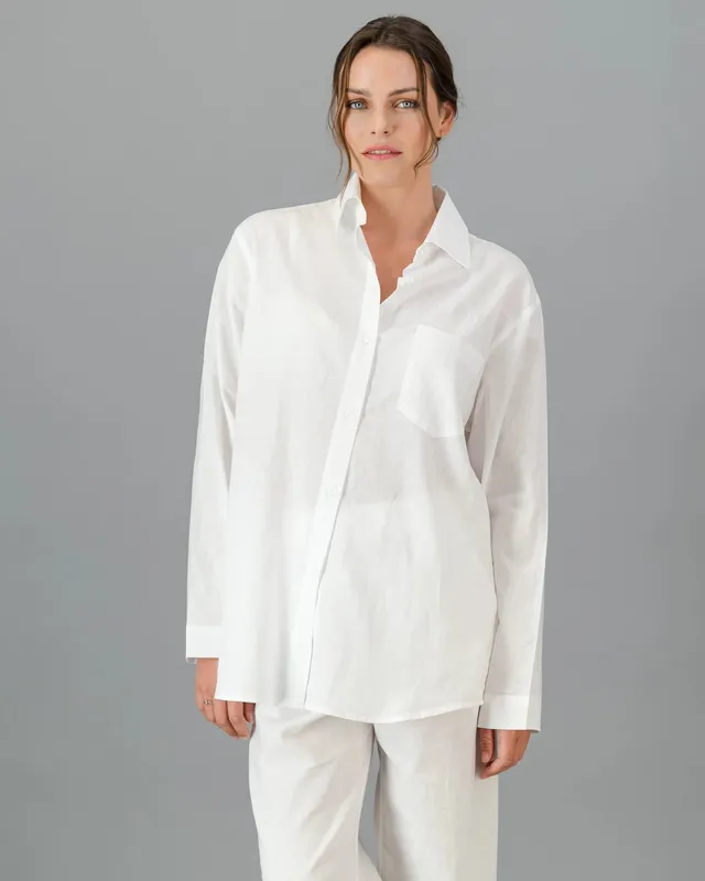 White Oversized Linen Shirt