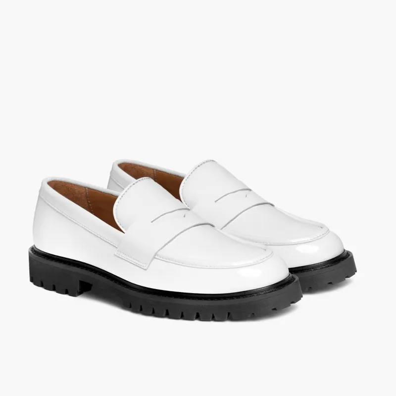 White Penny Loafers