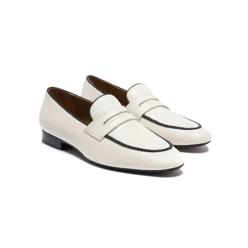 White Penny Loafers