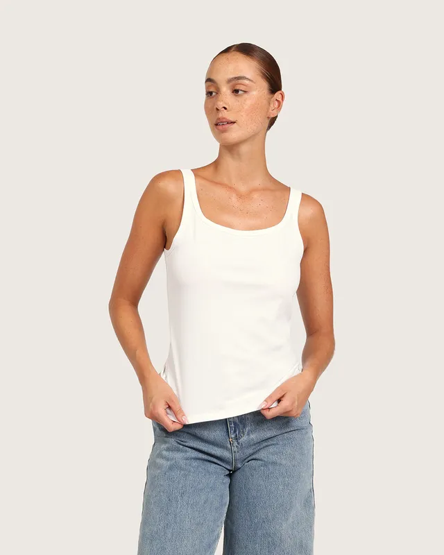 White Ribbed Tank