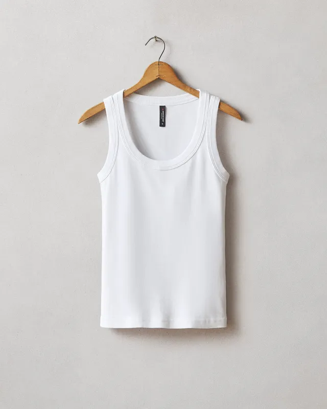 White Ribbed Tank Top
