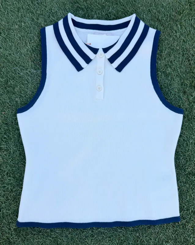 White Sleeveless Knit Top