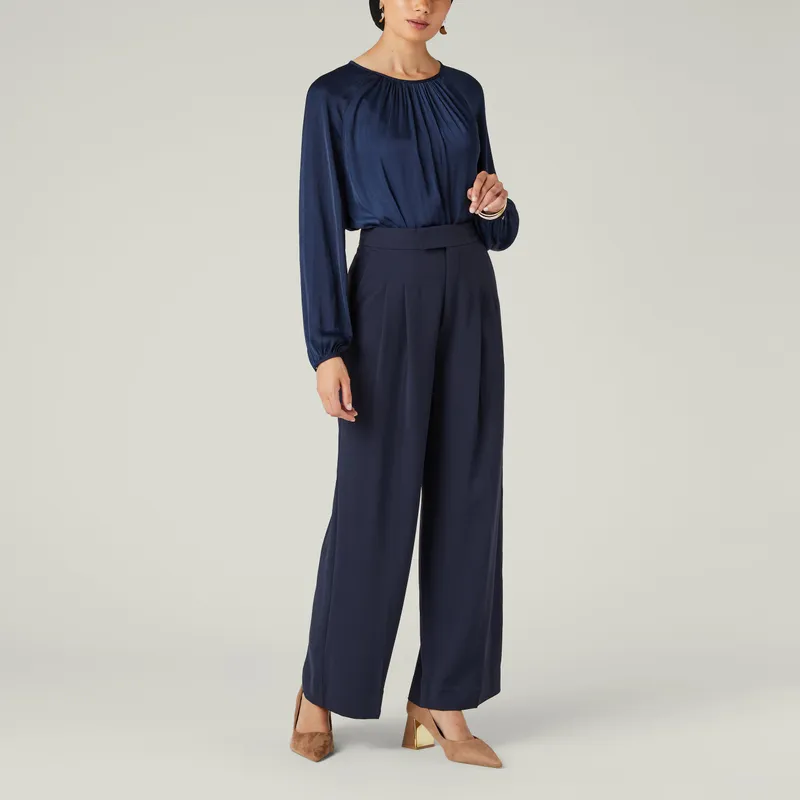 Wide Leg Trouser, Navy